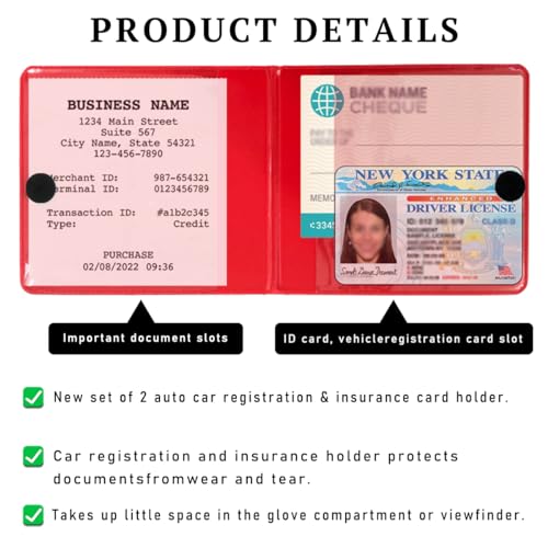 4 PCS Car Registration & Insurance Holder, Red