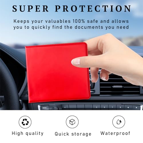 4 PCS Car Registration & Insurance Holder, Red