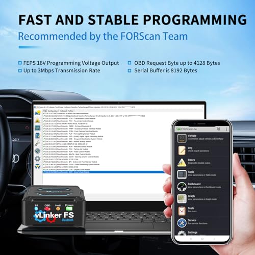 vLinker vLinker FS Bluetooth OBD2 Scanner Diagnostic Tool Wireless Code Reader for iPhone, Android & Windows Bi-Directional Control Car Diagnostic Scanner,All Systems Diagnosis, 30+ Services