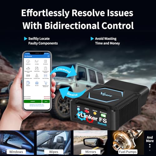 vLinker vLinker FS Bluetooth OBD2 Scanner Diagnostic Tool Wireless Code Reader for iPhone, Android & Windows Bi-Directional Control Car Diagnostic Scanner,All Systems Diagnosis, 30+ Services