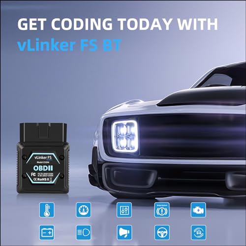 vLinker vLinker FS Bluetooth OBD2 Scanner Diagnostic Tool Wireless Code Reader for iPhone, Android & Windows Bi-Directional Control Car Diagnostic Scanner,All Systems Diagnosis, 30+ Services