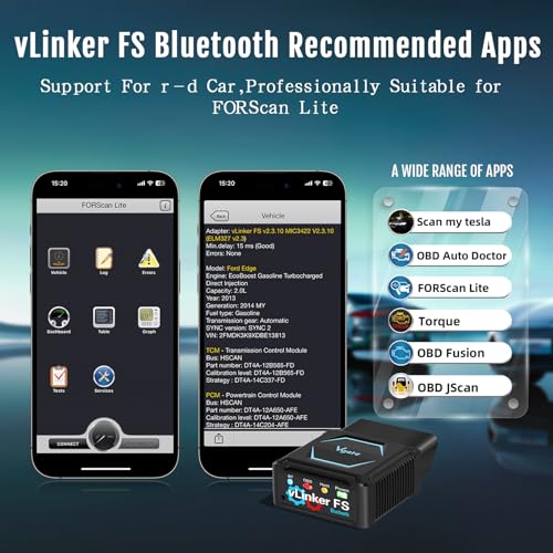 vLinker vLinker FS Bluetooth OBD2 Scanner Diagnostic Tool Wireless Code Reader for iPhone, Android & Windows Bi-Directional Control Car Diagnostic Scanner,All Systems Diagnosis, 30+ Services