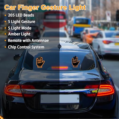 Wireless Car Finger Lights: Gesture-Control LED Signs for Drivers
