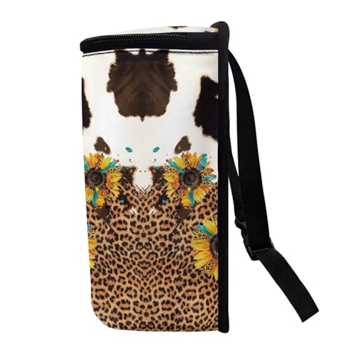 DISNIMO Sunflower Hanging Car Trash Can Cow Spot Car Garbage Storage Bag with Lid Auto Rubbish Bin Leak-Proof Cars Trash Can Portable Organizer for Men Women Keeps Automobile Trucks SUV Clean