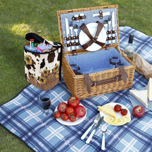 DISNIMO Sunflower Hanging Car Trash Can Cow Spot Car Garbage Storage Bag with Lid Auto Rubbish Bin Leak-Proof Cars Trash Can Portable Organizer for Men Women Keeps Automobile Trucks SUV Clean