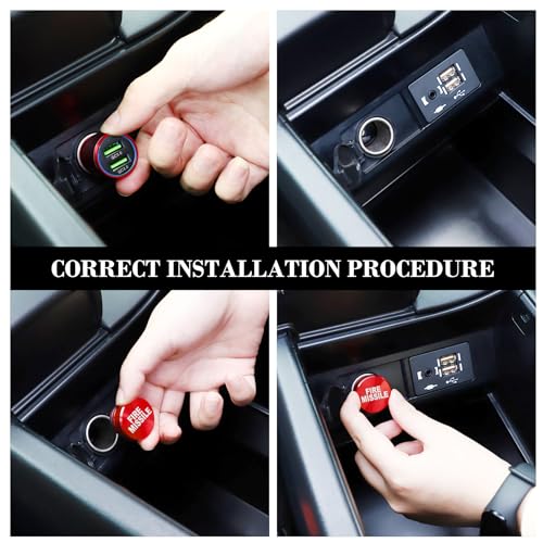 UYYE Cigarette Lighter Plug Billet Aluminum Dustproof Plug, American Flag Button, Car Interior Accessories Fits Most Vehicles and Boats with Standard 12 Volt Power Source, (Red+Black)-F+Blue