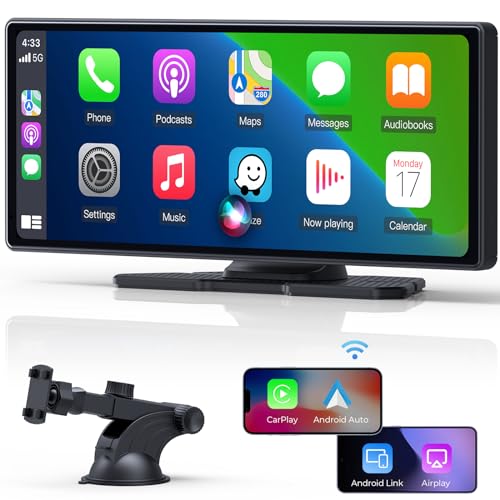 CarPlay Screen for Car Compatible with Apple Carplay & Android Auto,9.3" Portable Wireless Carplay Touchscreen with Phone Mirroring/Auto Brightness Adjust/Voice Control/Navigation/Bluetooth Car Stereo