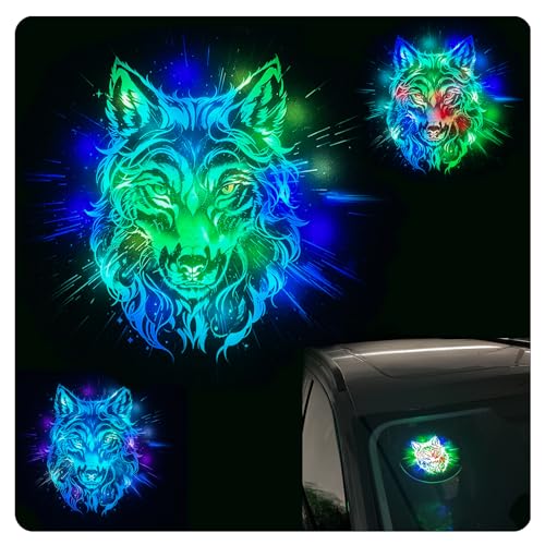 Higher Brightness Dynamic Car Stickers than LED Car Sign - Fit for Wolf Lovers Who Like LED Window Lights - Higher Definition than LED Decals - Windshield Decals Cool Tech Gadget(Wolf’s Radiance, M)