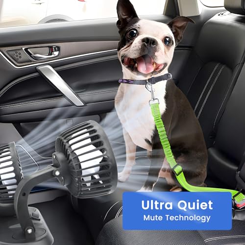 USB Fan,Double Head Car Fan 360°Adjustable Auto Electric Car Cooling Fan Portable Vehicle Fan with Strong Wind, Micro USB Mini Fan for Dashboard SUV RV Truck Sedan Home office Desktop(Black Buttons)