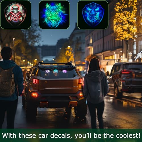 Higher Brightness Dynamic Car Stickers than LED Car Sign - Fit for Wolf Lovers Who Like LED Window Lights - Higher Definition than LED Decals - Windshield Decals Cool Tech Gadget(Wolf’s Radiance, M)