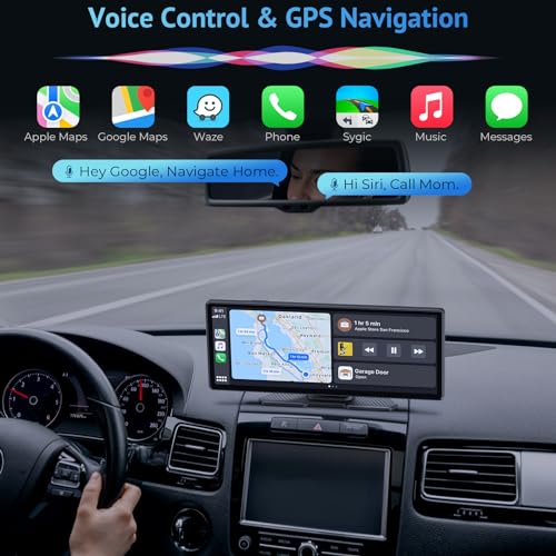 CarPlay Screen for Car Compatible with Apple Carplay & Android Auto,9.3" Portable Wireless Carplay Touchscreen with Phone Mirroring/Auto Brightness Adjust/Voice Control/Navigation/Bluetooth Car Stereo
