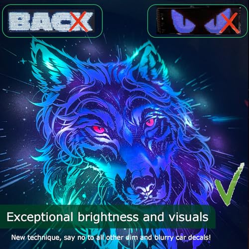 Higher Brightness Dynamic Car Stickers than LED Car Sign - Fit for Wolf Lovers Who Like LED Window Lights - Higher Definition than LED Decals - Windshield Decals Cool Tech Gadget(Wolf’s Radiance, M)