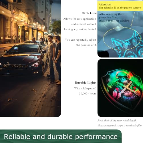 Higher Brightness Dynamic Car Stickers than LED Car Sign - Fit for Wolf Lovers Who Like LED Window Lights - Higher Definition than LED Decals - Windshield Decals Cool Tech Gadget(Wolf’s Radiance, M)