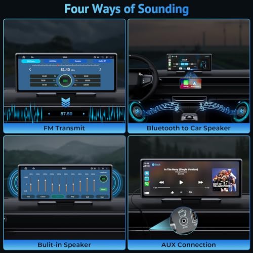 CarPlay Screen for Car Compatible with Apple Carplay & Android Auto,9.3" Portable Wireless Carplay Touchscreen with Phone Mirroring/Auto Brightness Adjust/Voice Control/Navigation/Bluetooth Car Stereo