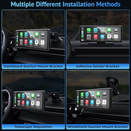 CarPlay Screen for Car Compatible with Apple Carplay & Android Auto,9.3" Portable Wireless Carplay Touchscreen with Phone Mirroring/Auto Brightness Adjust/Voice Control/Navigation/Bluetooth Car Stereo