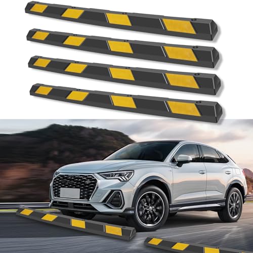 Generic Rubber Parking Curb 72” for Garage, Heavy Duty Car Parking Block Stop Stopper Bumpers 6 Ft Long for Vehicles (4)