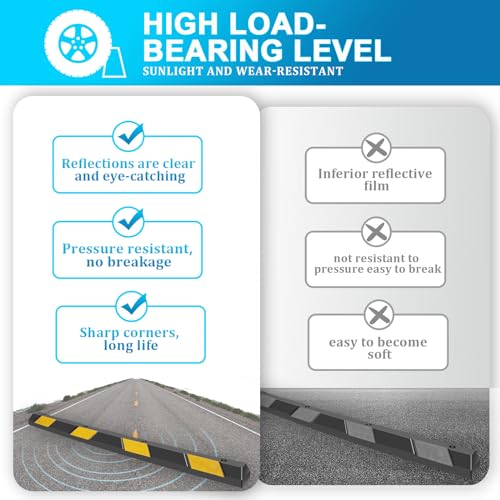 Generic Rubber Parking Curb 72” for Garage, Heavy Duty Car Parking Block Stop Stopper Bumpers 6 Ft Long for Vehicles (4)