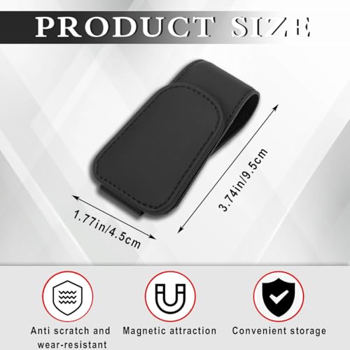 Honibaoto 2 PCS Magnetic Leather Eyeglass Hanger, Sunglasses Holder for Car Sun Visor,Magnetic Leather Glasses Eyeglass Hanger Clip for Car, Auto Interior Accessories (Black)