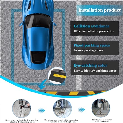 Generic Rubber Parking Curb 72” for Garage, Heavy Duty Car Parking Block Stop Stopper Bumpers 6 Ft Long for Vehicles (4)