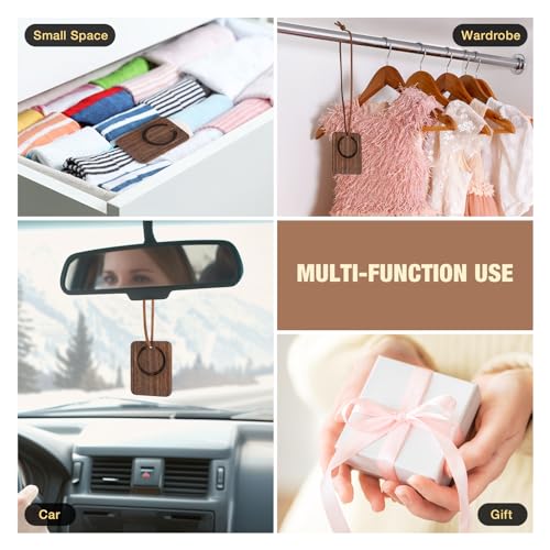 FERSTALO Sunglass Holder for Car, Magnetic Leather Sunglass Clip for Car Visor with Wood Air Freshener, Visor Sunglasses Holder Clip for Men Women Car Gadgets, Black