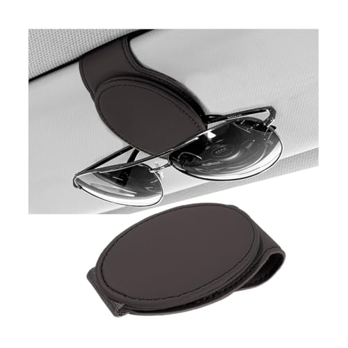 Bittwee Sunglasses Holders for Car Sun Visor, Magnetic Leather Vehicle Eyeglass Hanger Clip, Automotive Eyeglasses Mount for Gadgets Ticket Card for Women Men, Universal for SUV, Truck, RV（Brown）