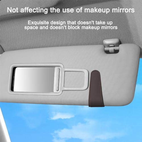 Bittwee Sunglasses Holders for Car Sun Visor, Magnetic Leather Vehicle Eyeglass Hanger Clip, Automotive Eyeglasses Mount for Gadgets Ticket Card for Women Men, Universal for SUV, Truck, RV（Brown）