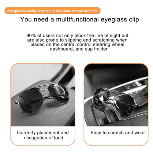 Bittwee Sunglasses Holders for Car Sun Visor, Magnetic Leather Vehicle Eyeglass Hanger Clip, Automotive Eyeglasses Mount for Gadgets Ticket Card for Women Men, Universal for SUV, Truck, RV（Brown）