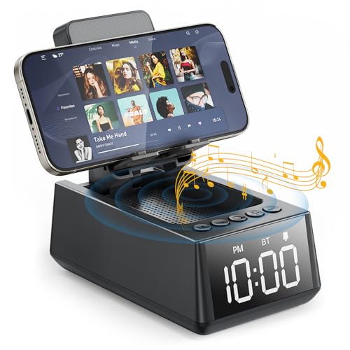 Wireless Bluetooth Speaker with Cell Phone Stand, Time Display