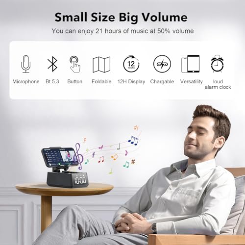 Wireless Bluetooth Speaker with Cell Phone Stand, Time Display