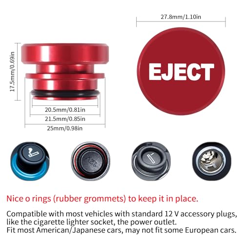 Aokin Cigarette Lighter Plug Cover, Aluminum Dustproof Car Cigarette Lighter Plug Parts Auto Accessories Fits Most Vehicles, Autos, Trucks, Boats Standard 12 Volt Power Source, 3 Pcs