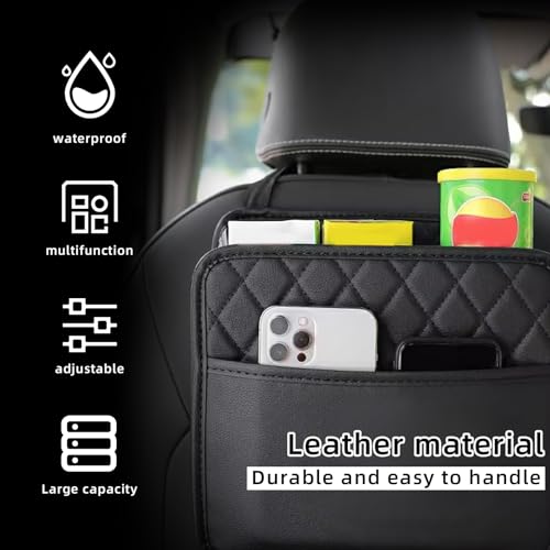 OXTXO Car Trash Can with Adjustable Buckle Strap - Hanging Car Garbage Bin with Foldable and Portable Design, Car Rubbish Container for Car/SUV/Truck/Minivan, Car Seat Back Hanging Bag
