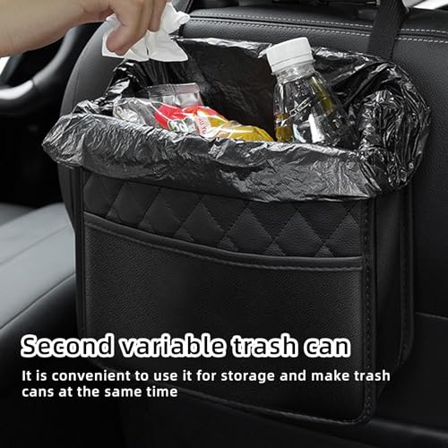 OXTXO Car Trash Can with Adjustable Buckle Strap - Hanging Car Garbage Bin with Foldable and Portable Design, Car Rubbish Container for Car/SUV/Truck/Minivan, Car Seat Back Hanging Bag