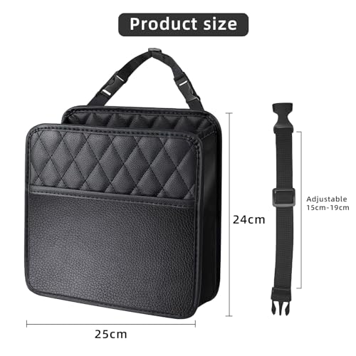 OXTXO Car Trash Can with Adjustable Buckle Strap - Hanging Car Garbage Bin with Foldable and Portable Design, Car Rubbish Container for Car/SUV/Truck/Minivan, Car Seat Back Hanging Bag