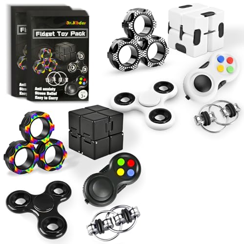 Dr.Kbder Fidget Toys Adults Set, Easter Basket Stuffers Gift for Kids Teen Cool Gadget Sensory Pack with Figette Spinner Cube ADHD Anxiety Relief Stress Magnetic Ring Office Desk Manget Toy for Boys…