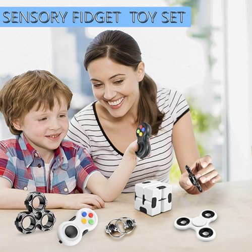 Dr.Kbder Fidget Toys Adults Set, Easter Basket Stuffers Gift for Kids Teen Cool Gadget Sensory Pack with Figette Spinner Cube ADHD Anxiety Relief Stress Magnetic Ring Office Desk Manget Toy for Boys…