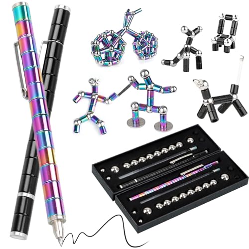 Gretex 2PC Magnetic Fidget Pen Toys for 8-12 Boys Girls: Decompression Magnetic Metal Pen Magnet Toys Middle School Boy Gifts Figette Pen Fidget Toys for Teens Coolest 12 Year Old Birthday Gifts