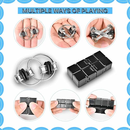 Dr.Kbder Fidget Toys Adults Set 2Pcs, Easter Basket Stuffers for Kids Teen Autism Sensory Toys Pack with Figette Cube Figits Ring Classroom ADHD Stress Relief Toys, Cool Gadget Desk Spinner Toy