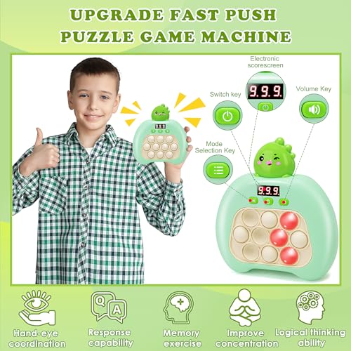 Fast Push Pop It Game Light Up Fidget Toy for Kids Adults, Electric Handheld Game Quick Push Sensory Toys Puzzle Game Machine, Stress Relief Party Favors Birthday Popit Game Gift for Boys Girls