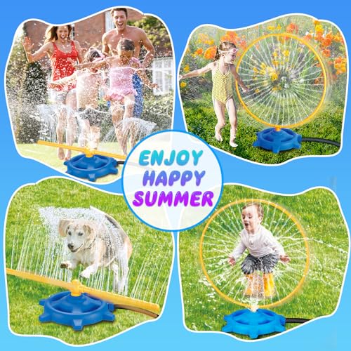 Water Play Sprinkler Set 2 in 1- Sprinkler Hose and Circular Sprinkler Ring, Fun Outdoor Water Toys for Kids, Easy to Install, Safe and Durable, Perfect for Summer Backyard Activities and Garden Use