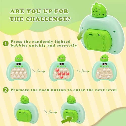 Fast Push Pop It Game Light Up Fidget Toy for Kids Adults, Electric Handheld Game Quick Push Sensory Toys Puzzle Game Machine, Stress Relief Party Favors Birthday Popit Game Gift for Boys Girls