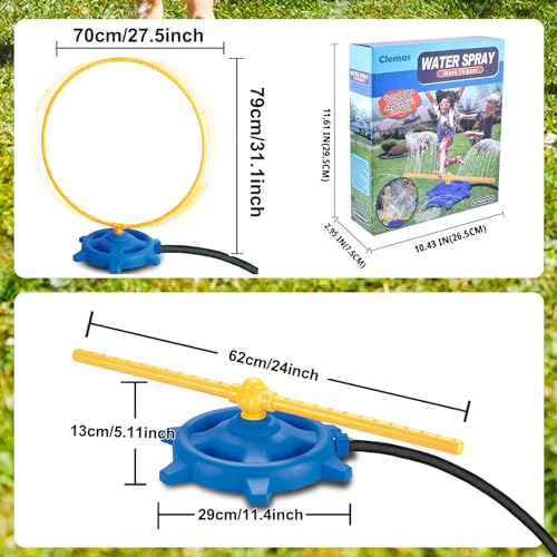 Water Play Sprinkler Set 2 in 1- Sprinkler Hose and Circular Sprinkler Ring, Fun Outdoor Water Toys for Kids, Easy to Install, Safe and Durable, Perfect for Summer Backyard Activities and Garden Use