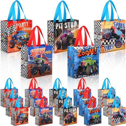 Sweetude 40 Pieces Truck Party Bags Non-Woven Bags Gift Tote Bags Truck Themed Party Favor Bags Treat Bags with Handles Machine Birthday Party Decorations Game Celebration Supplies