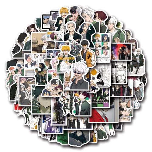 Wind Breaker Stickers 55Pcs Japanese Anime Stickers for Water Bottle Waterproof Vinyl VSCO Decals for Kids Teens and Adults(WIN)