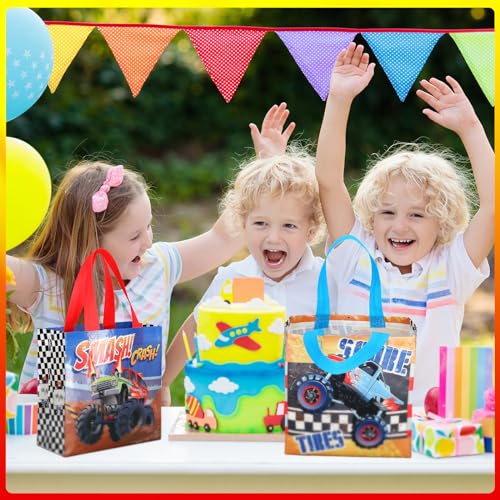 Sweetude 40 Pieces Truck Party Bags Non-Woven Bags Gift Tote Bags Truck Themed Party Favor Bags Treat Bags with Handles Machine Birthday Party Decorations Game Celebration Supplies