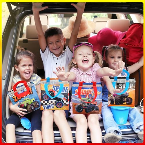 Sweetude 40 Pieces Truck Party Bags Non-Woven Bags Gift Tote Bags Truck Themed Party Favor Bags Treat Bags with Handles Machine Birthday Party Decorations Game Celebration Supplies