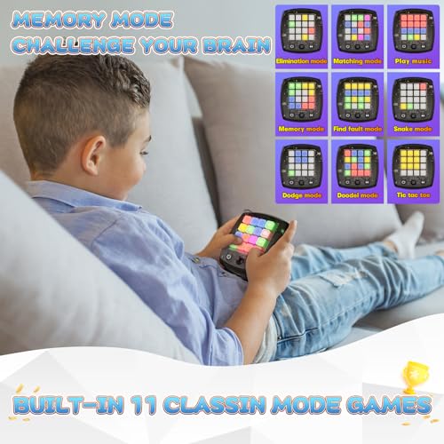 Kids Electronic Cube Game Memory Travel Handheld Bubble It Brain Teaser Fidget Toy for Kids & Teens Ages 8+, Best Boy & Girl Gift Ideas