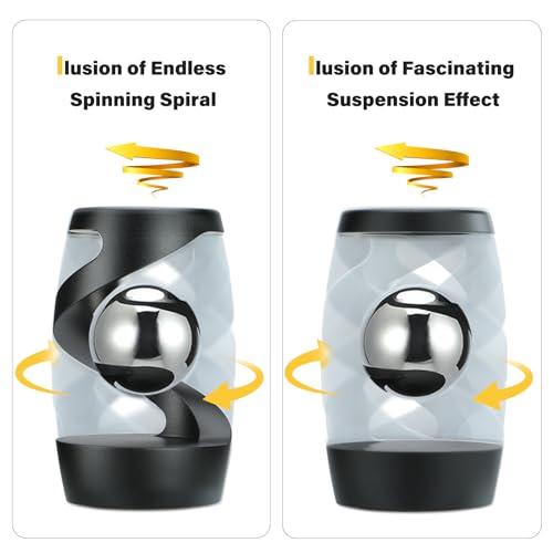 Kinetic Optical Illusion Toys, Kinetic Desktop Fidget Spinner Toys, Cool Gadget Desk Toy Fidget Toys Gift for Various Holidays, Kinetic Spinner Ball Relieve Stress Anxiety for Kids and Adults (Black)