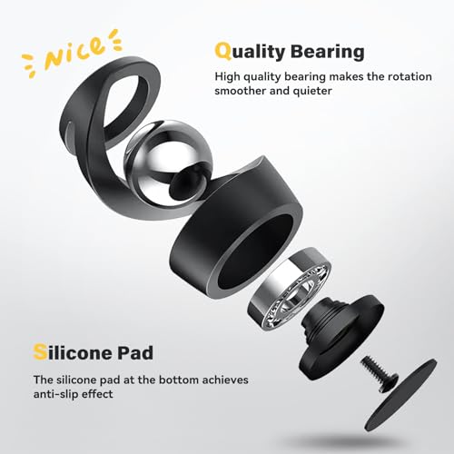 Kinetic Optical Illusion Toys, Kinetic Desktop Fidget Spinner Toys, Cool Gadget Desk Toy Fidget Toys Gift for Various Holidays, Kinetic Spinner Ball Relieve Stress Anxiety for Kids and Adults (Black)