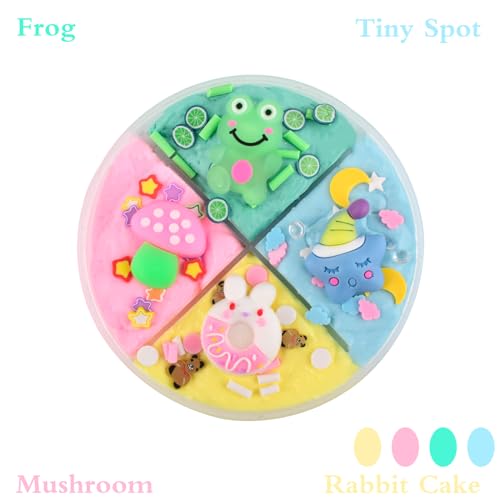 2 Pack Four Color Slime Toy - Candy Bag Packaging Butter Slime with Eight Cute Charms Included,Super Soft & Non-Sticky,Educational Stress Relief Toy,Birthday Gifts for Girl and Boys.