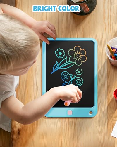 LCD Writing Tablet 10 Inch, Toys for 3 4 5 6 7 8 9 10 Year Old Boys Girls, Colorful Doodle Board Drawing Tablet, Gift for Boys Toddlers Age 3-12 Years, Memo Board, Drawing Pads with Lanyard(Lake Blue)